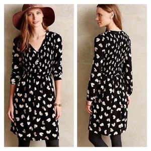 Anthropologie Maeve Banet Heart black white dress size XS